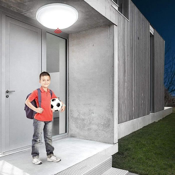 LED taklampa med rörelsesensor 15W 1500LM, Vattentät IP44, för korridortrappa Veranda Garage Balkongkällare, kall vit