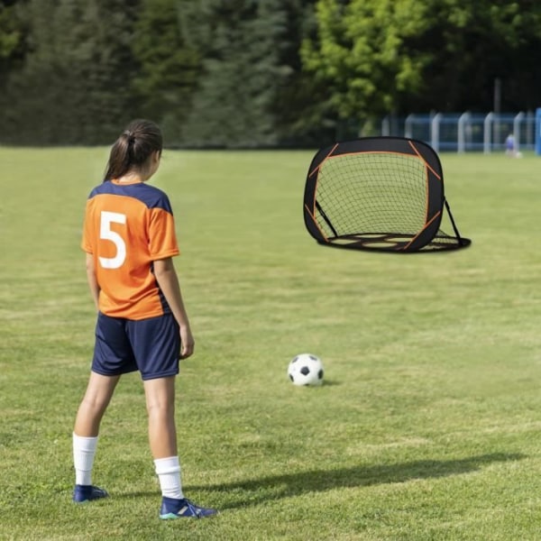 2 i 1 fotbollsmål för barn 121x80x80 cm Fotbollsnät + hopfällbar målvägg Pop-up fotbollsbur för trädgårdsgräsmatta