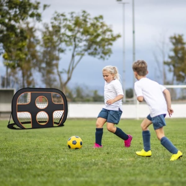 2 i 1 fotbollsmål för barn 121x80x80 cm Fotbollsnät + hopfällbar målvägg Pop-up fotbollsbur för trädgårdsgräsmatta