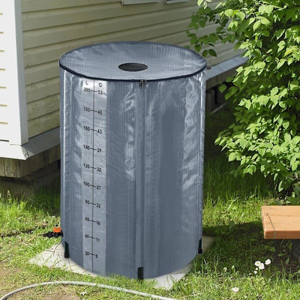 Vattensamlare tank - YUENFONG - 200 l - Hållbar PVC - Grå - Fällbar och lättmonterad Grå