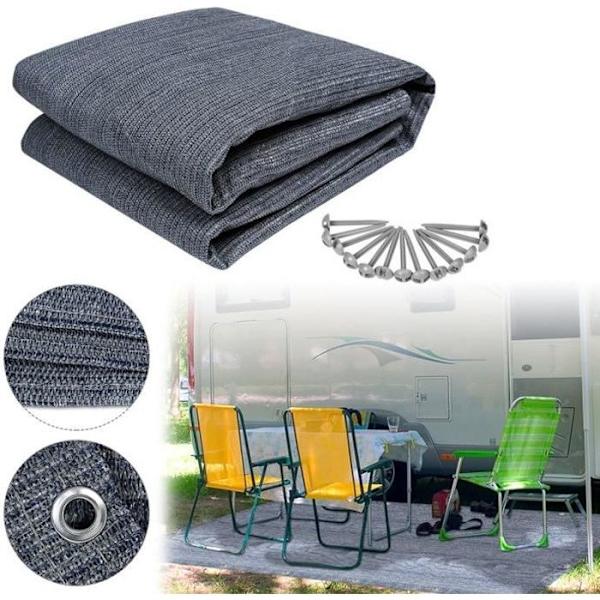 YUENFONG campingmatta, högkvalitativ HDPE-matta, tältmatta, tvättbar, halkfri, bärväska ingår, 2,5x4m