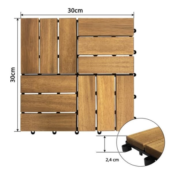 YUENFONG Exteriört trägolvgaller för terrass, Exteriört trägaller, för balkongterrass, 30 x 30 cm - 11 Styck