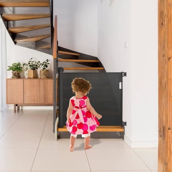 YUENFONG Stair Safety Gate utdragbar 0-180cm - för spädbarn och husdjur, svart