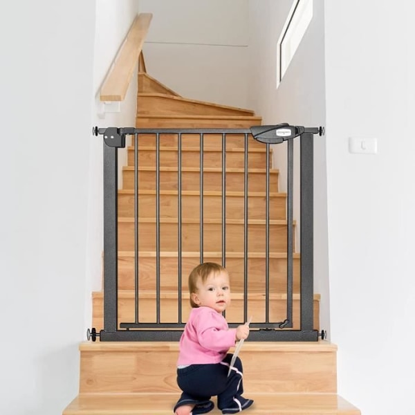 YUENFONG Stair Safety Gate utan borrning - Bredd: 95-105 cm - 180° öppning - Svart