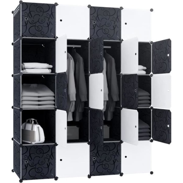 DIY Hyllsystem Plast Garderob Plug-in Hylla Garderob Skohylla lådor, 20 lådor med dörr