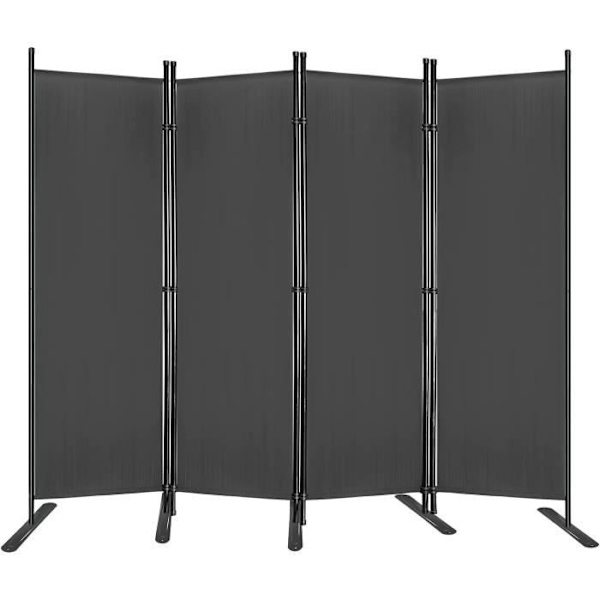 Paravent - YUENFONG - 225x180cm - Polyester - Vattentät - Mörkgrå Mörkgrå