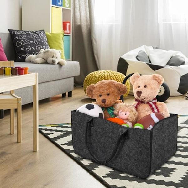 Säck i Filth - YUENFONG - 4x Fällbar Korg - Mörkgrå - 50x25x25cm - Kapacitet 30kg Mörkgrå