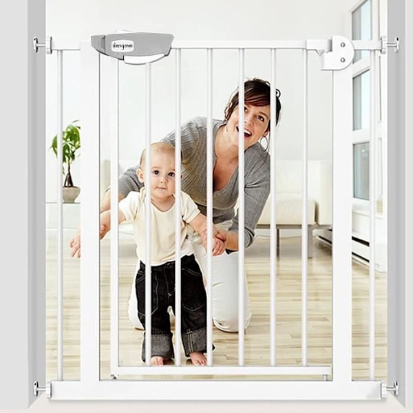 YUENFONG Stair Safety Gate utan borrning - Bredd: 105-115cm - 180° öppning - Vit