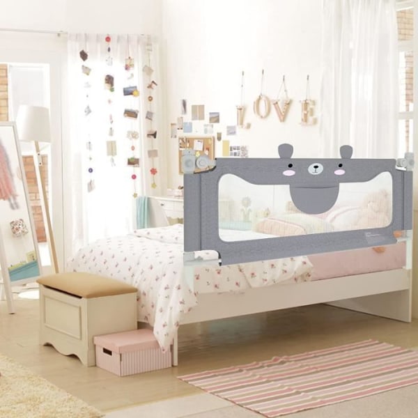YUENFONG 200 cm sängstång för barnsäng, bärbar med justerbar höjd, babysängstång