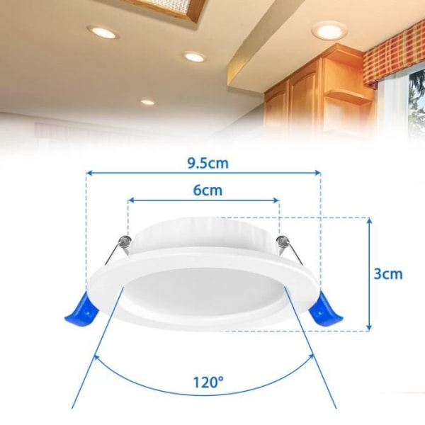YUENFONG Paket med 20 5W LED infälld spotlight, extra platt rund infälld spotlight taklampa för vardagsrum, sovrum och kök, varmvit