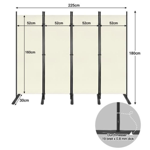 YUENFONG 225x180cm insynsskydd utomhus insynsskydd, skiljevägg för trädgård, balkong, beige