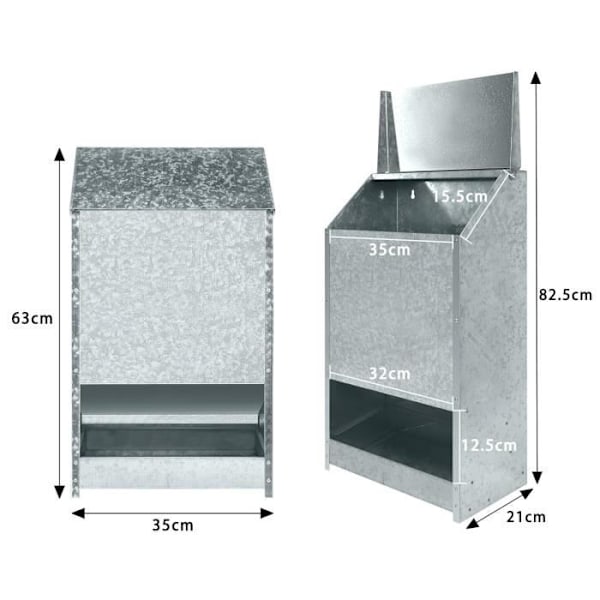 Automatisk foderautomat - YUENFONG - Feedomatic - Rostfritt stål - 50 kg - För fjäderfä Silver