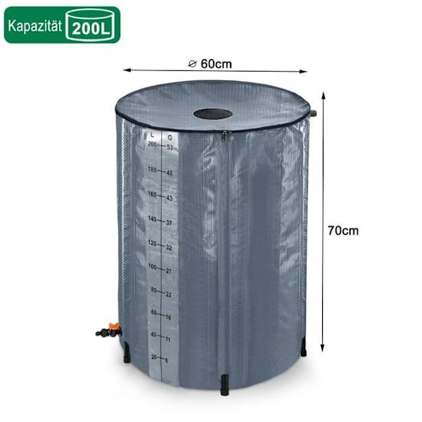 Vattensamlare tank - YUENFONG - 200 l - Hållbar PVC - Grå - Fällbar och lättmonterad Grå