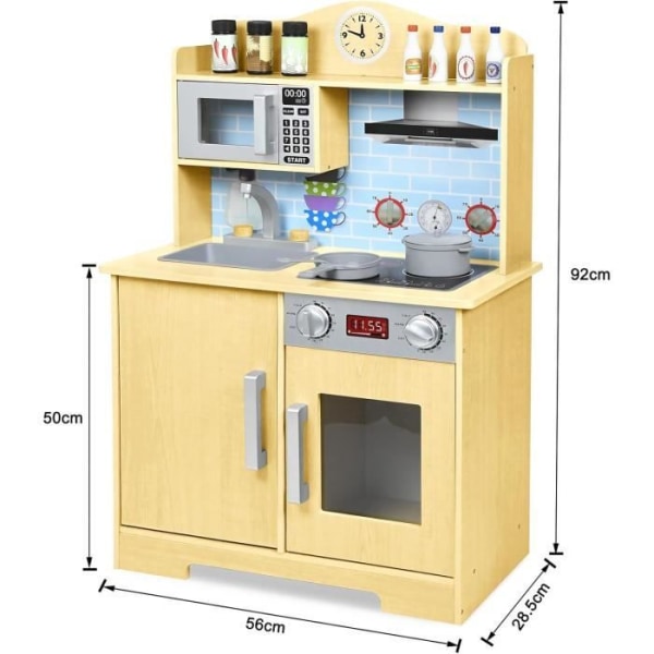 Köksleksak - YUENFONG - Modell B - Kvalitets trä - Inkluderade redskap - Höjd 92 cm Flerfärgad