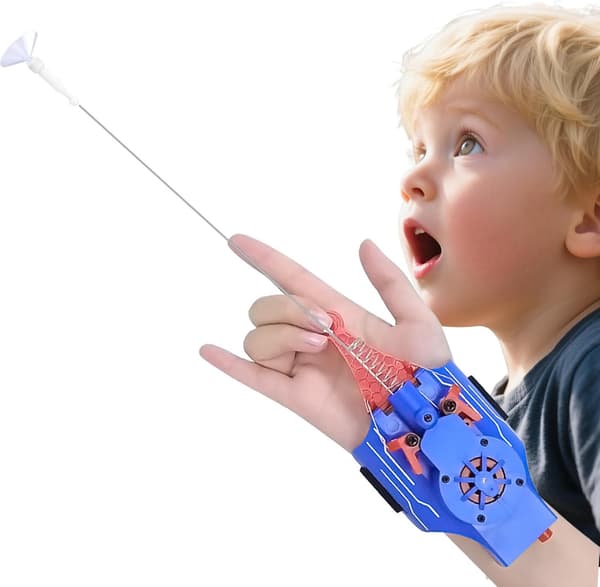 Spider Web Shooter Legetøj til Børn, 8 FT Web Shooter Håndledslegetøj-Rebkaster til Børn (Blå)