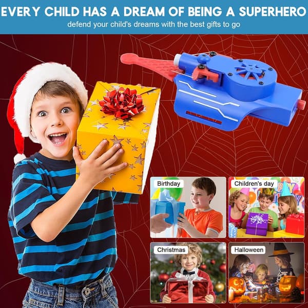 Spider Web Shooter Legetøj til Børn, 8 FT Web Shooter Håndledslegetøj-Rebkaster til Børn (Blå)