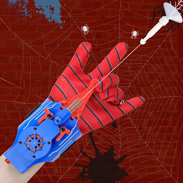Spider Web Shooter Legetøj til Børn, 8 FT Web Shooter Håndledslegetøj-Rebkaster til Børn (Blå)