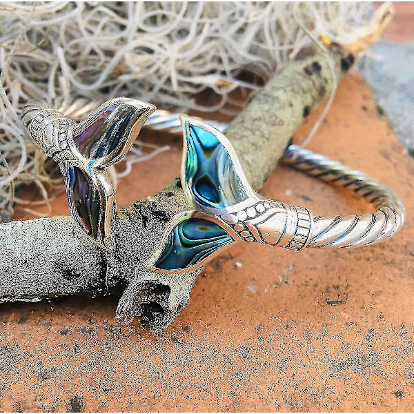 Abalone Shell og havfruehale armbånd armbånd justerbar åpen håndkjede for kvinner jenter