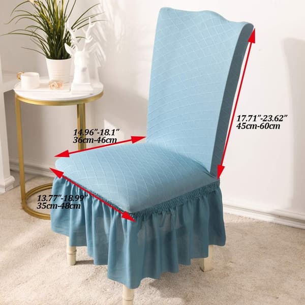 2-pack Stolsöverdrag Jacquard Stolsöverdrag med Lång Kjol Hög Stretch Avtagbart Tvättbart Stolsöverdrag (Blå, 2-pack) Blue