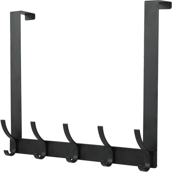 r Krog Hanger med 5 Dobbelt Heavy Duty Aluminium Legering Kroge, Sort Frakke Kroge Rack Krans Dør Hanger Nøgle Jakker Punge Tasker Tøj og Håndklæder Holde Black 10 HOOKS Black