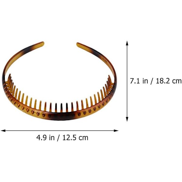 4 stk. dobbelt række hårbøjle - Damemode pandebånd med tænder skridsikre pandebånd hård plastik hårbånd til kvinder piger Brown 2 count (Pack of 1)