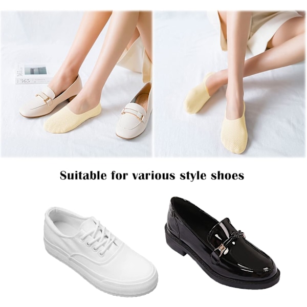 Usynlige Sokker til Kvinder - Åndbare Mesh Anti-Slip Usynlige Sokker Is Silke Lav Snit Liner Ankel Korte Sokker til Damer Træningssko Loafers Sneakers Bådsko Beign