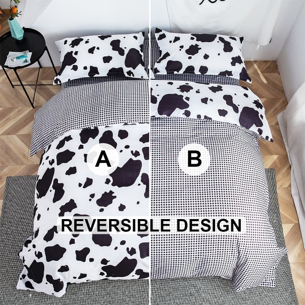 Cover Set , 3-delat Cow Print Sängkläder Set Söt print Set Vändbart mjukt cover med 2 örngott (2m)