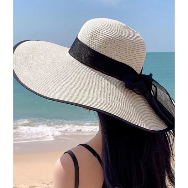 Kvinner Foldbar Floppy Bred Bremskjerm Solhatt Sommer Strandhatt UV UPF 50+ 07Style White