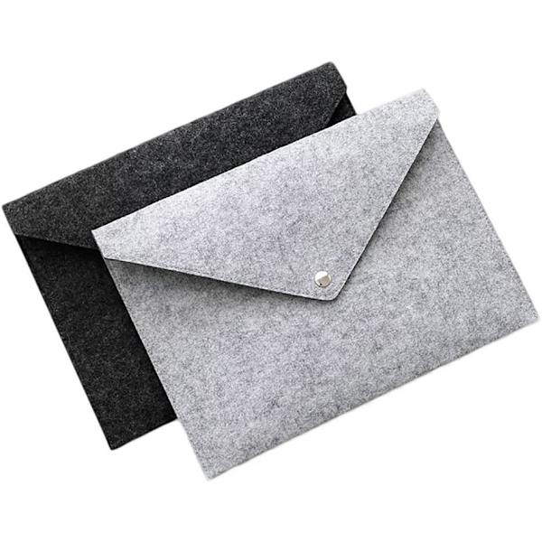 Haifly 2 st A4 dokumentportföljer mappväska stor pennfodral i filt Black, Grey