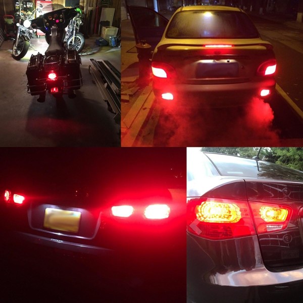 Nyeste 9-30V Super Bright Low Power Dual Brightness 3157 3156 3056 3057 LED-pærer med projektorerstatning til baglygter, Brilliant R Brilliant Red