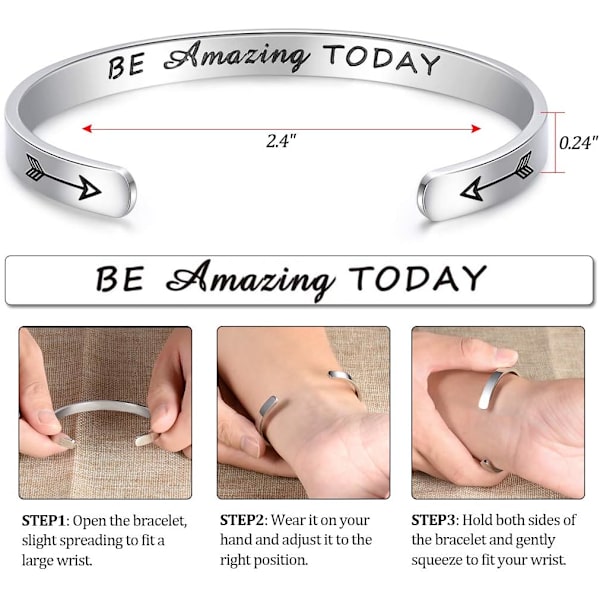 Vänskapsarmband för kvinnor - Inspirerande vänskapspresenter till bästa vän, motiverande manschettarmband för systrar, mamma, lärare, presenter 1Be amazing today