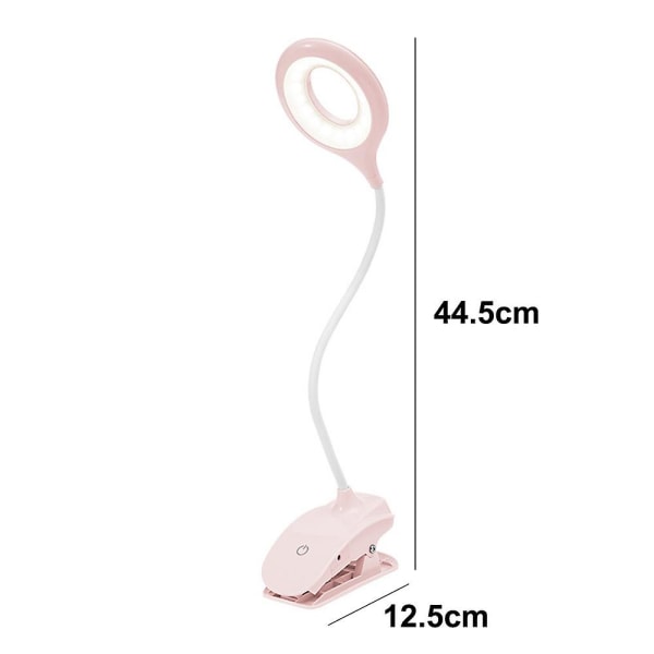 LED skrivebordslampe Øjenbeskyttende Klemmelampe Klemmelamper Læselamper Med USB Port Hvid  Pink