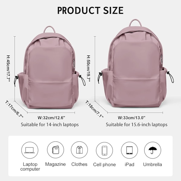 Skolryggsäck för kvinnor, avslappnad reseryggsäck 14 tum laptopryggsäck för tonårsflickor lätt ryggsäck vattentålig skolväska Colleg F4purple L L