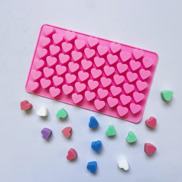 Is/Chokolade/Gele form med 55 hjerter - Isform Pink