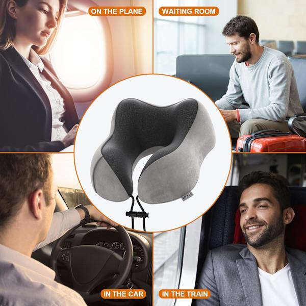 illow Memory Foam Nakkepute Lett Hurtig Pakke for Fly Tog Bil Nakkestøtte Pute for Reise Camping (Khaki) Khaki U Design Neck Pillow