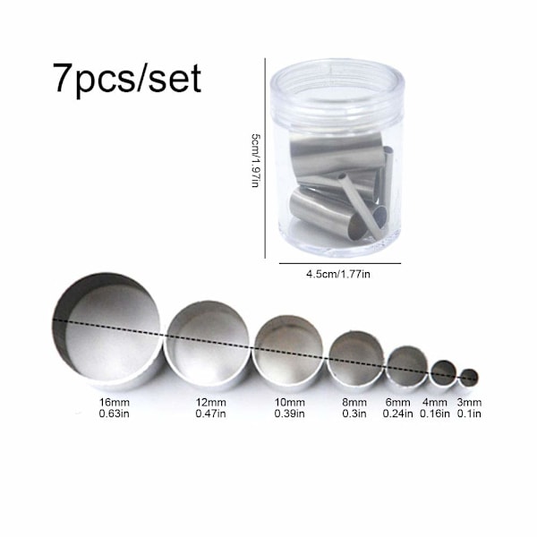 7 st Hål Hollow Punch Cutter Set Rostfritt Stål Indrag Cirkelformade Skärare Form Keramik Bakform Punch Verktyg för Lera Keramik Hantverk