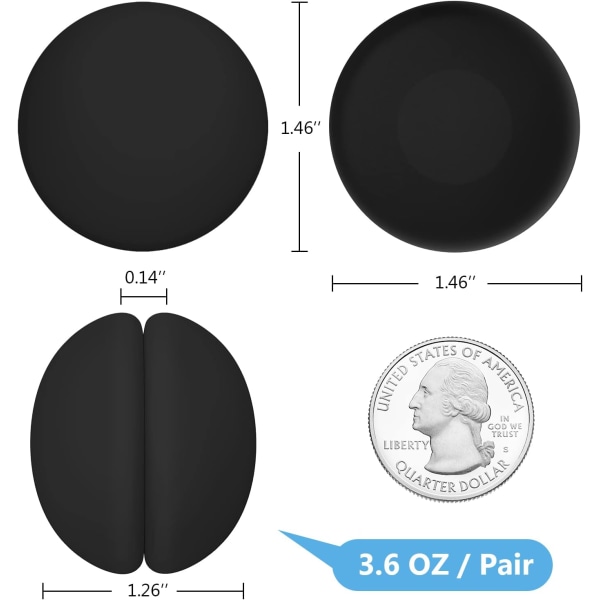 Rustfrie bruseforhængsmagneter, silikoneindpakkede tunge, stærke magneter forhindrer bruseforhængsfor i at blæse gardinklipsannonce Black 6PCs (3Pairs)