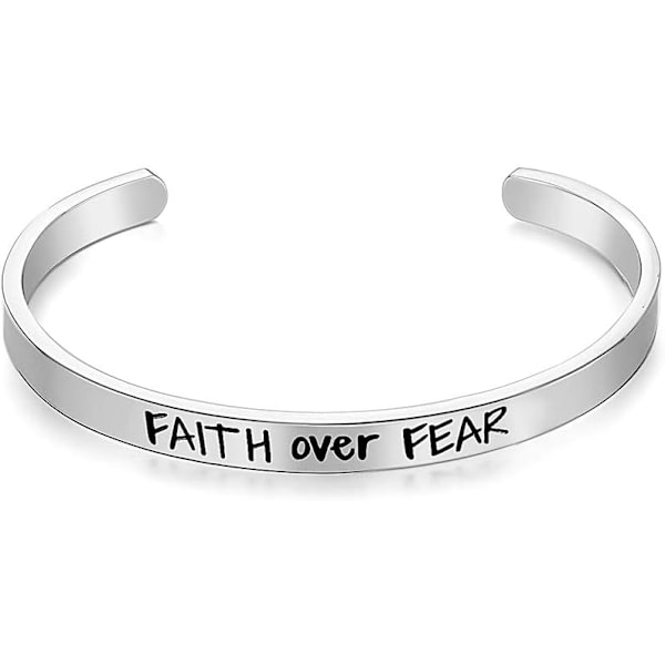 Vänskapsarmband för kvinnor - Inspirerande vänskapspresenter till bästa vän, motiverande manschettarmband för systrar, mamma, lärare, presenter 1Faith over fear