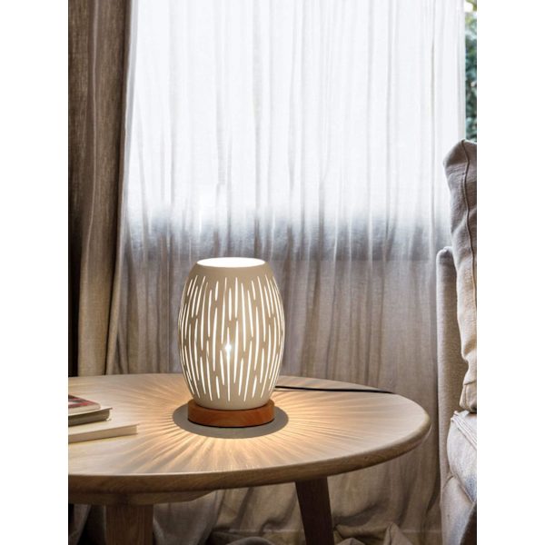 Metallinen lampunvarjostin Yöpöytävalaisin Puinen jalusta Makuuhuoneen lamppu Koristeellinen Yöpöytävalaisin Edison-lampulla Makuuhuoneeseen Koti Häät Juhlat Patio Indo Strip Shape