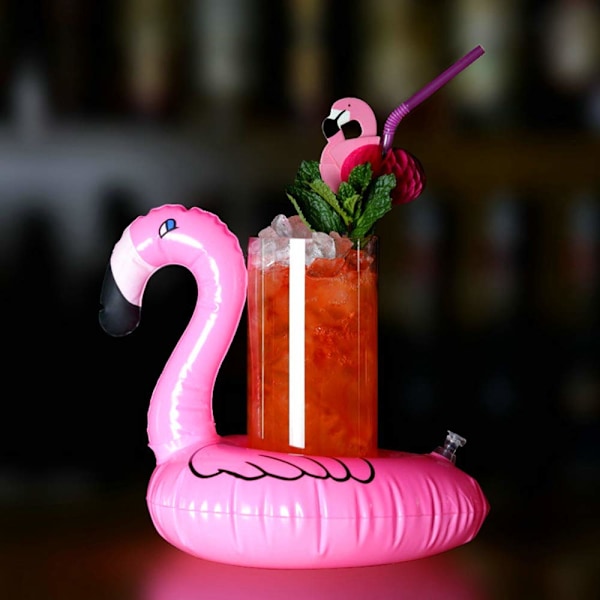 Flamingo Mugghållare, Uppblåsbar Dryckeshållare för Pool, Badtunna, Simning, Strand, Flytande Underlägg, Vattenleksaker, Hawaiiansk Luau-festdekoration