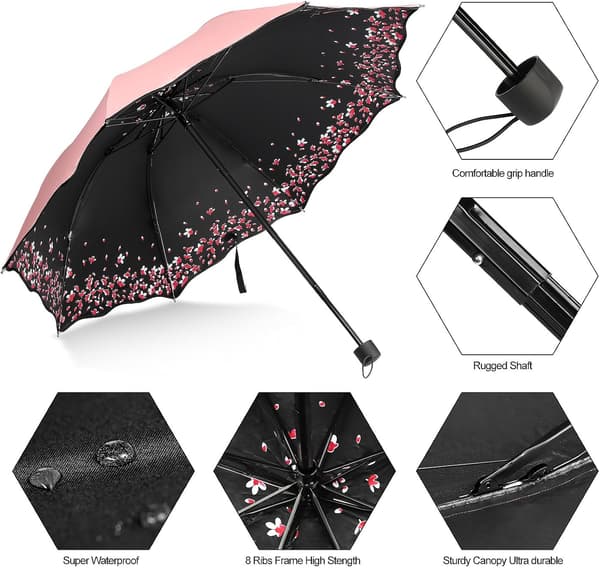 Sakura Paraply - Vindtätt Anti Regn/Sol. Körsbärsblom Hopfällbart