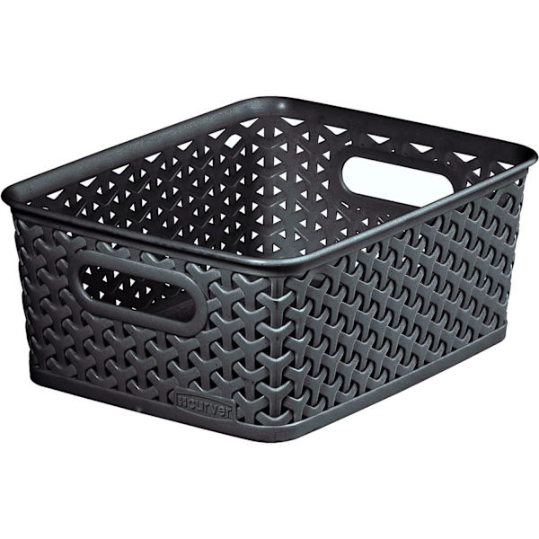 My Style Rattan Effect -setti, 4 kpl, keittiöön, olohuoneeseen, kylpyhuoneeseen, makuuhuoneeseen, kodinhoitohuoneeseen, pienet suorakaiteen muotoiset muoviset säilytyskorit, 4 litraa - antrasiitti, tumma Dark Grey 4 x 4L Small