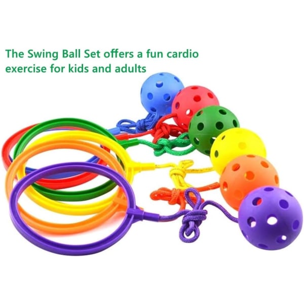 6 st Kids Swing Ball Regnbågsfärger - Skip Ball Toy Set