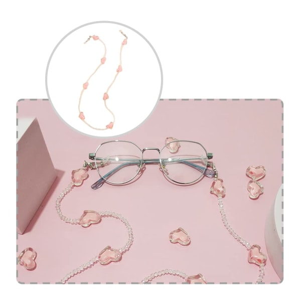 Glasögonkedjor, Spectacle Chain Fashionable Eyeglass Chain Beaded Sunglasses Chains Lanyard Reading Glasses Strap för kvinnor Love crystal glasses chain