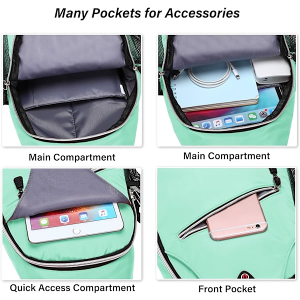 Sling-reppu, monikäyttöinen crossbody-olkalaukku, matkustus- ja vaelluspäiväreppu Mint Green