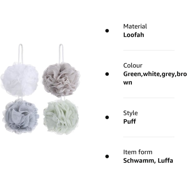 4-pack nätpuff badsvamp - nätluffa kroppsexfolierande duschboll duschsvamp