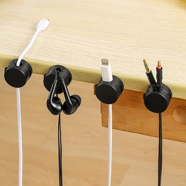 Magnetic Cable Management Clips - 6 Pcs Phone Charging Cable Holders Self-Adhesive USB Cable Organizer Desk Cable - Black