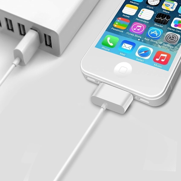 USB-synkroniserings- og ladekabel for iPhone 4/4s, iPhone 3G/3GS, iPad 1/2/3, iPod, 30-pin kabler laderledning - 1M hvit