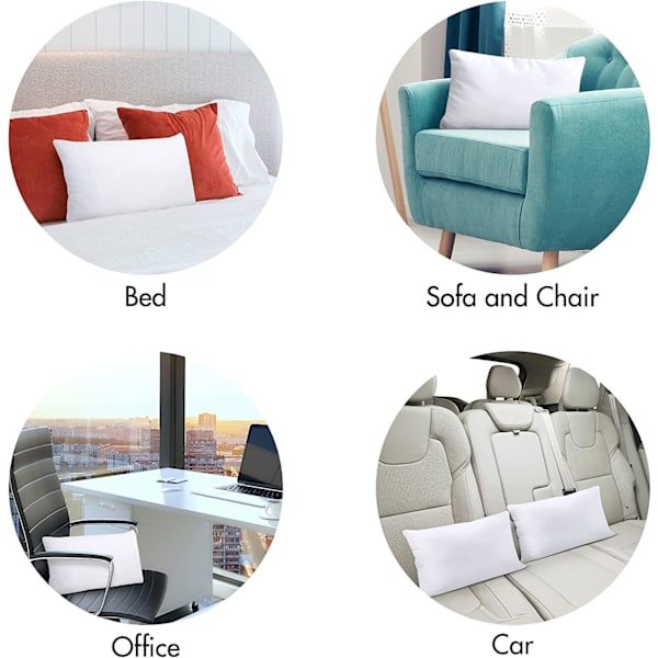 Kuddfyllnadskuddar (4-pack), 30 x 50 cm (12\" x 20\") Innerkuddar, Kuddfyllning i hålfiber för soffa och fåtölj (vit) White 30x50 cm (Pack of 4)