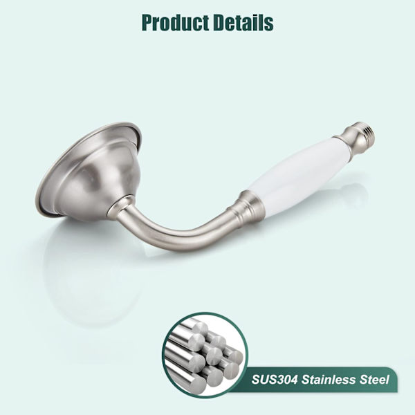 Handhållen dusch Handhållen duschspray Badrum duschstav Högtryckslyx Handdusch Mässing Högflödes handduschhuvud, Keramisk stil, Borstad Brushed Nickel Ceramic Style